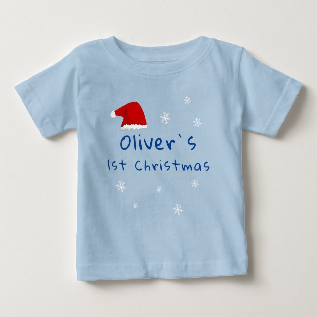 Baby`s erste Weihnachts-Weihnachtsmannmütze Snowfl Baby T-shirt (Vorderseite)