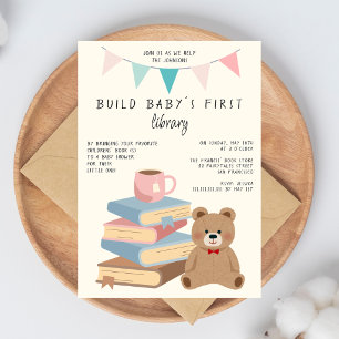 Baby´s erstes Bibliotheksbuch - Thema Baby Shower Einladung