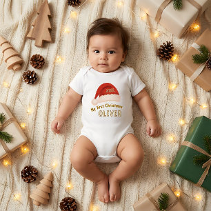 Baby`s erstes Weihnachten roter Santa-Hut Baby Strampler
