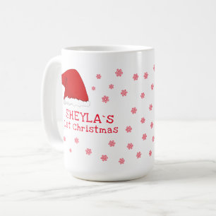 Baby`s erstes Weihnachten Santa Hut Schneeflocke Kaffeetasse