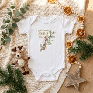 Baby`s erstes Weihnachtsfest Stechpalmen-Winterlau Baby Strampler