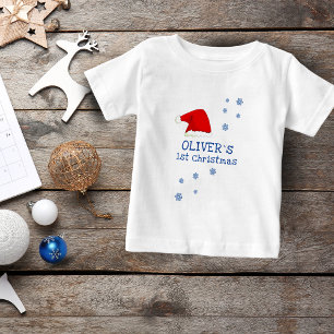 Baby`s erstes Weihnachtsmann-Hut-Schneeflocke  Baby T-shirt