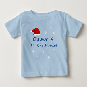 Baby`s erstes Weihnachtsmann-Hut Schneeflocke Blau Baby T-shirt