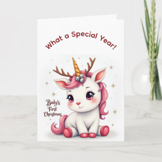 Baby’s First Christmas 2025 Unicorn Reindeer card Karte