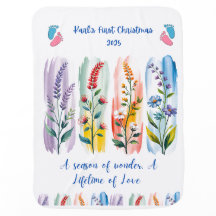 Baby’s First Christmas Blanket Personalized Floral