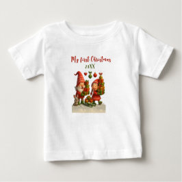 Baby’s First Christmas - Cute Holiday Gnomes Baby T-shirt