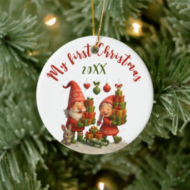 Baby’s First Christmas - Cute Holiday Gnomes Keramik Ornament