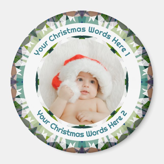 Baby’s First Christmas Green Photo Gift Keepsake Magnet (Vorne)