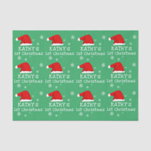 Baby`s First Christmas Green Weihnachtsmannmütze S Seidenpapier