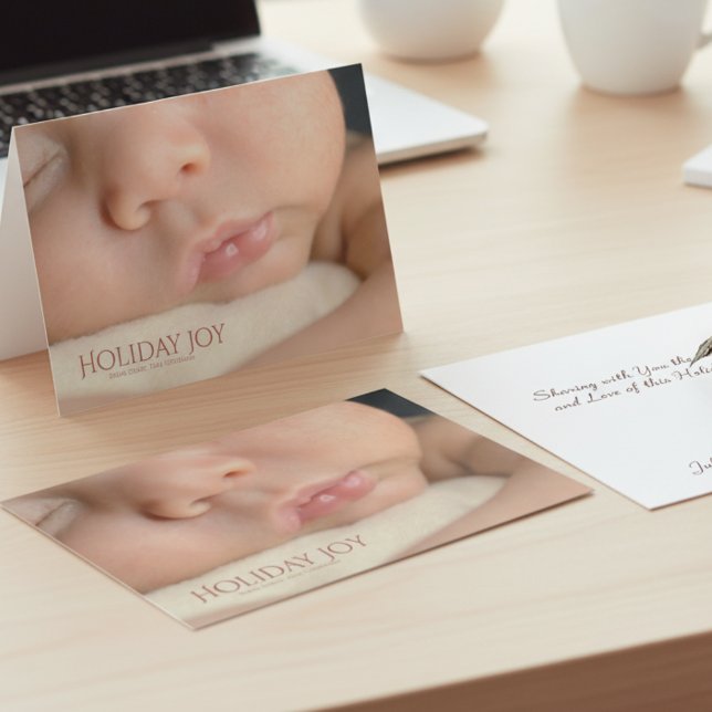 Baby’s First Christmas Holiday Joy Photo Christmas Dankeskarte (Von Creator hochgeladen)