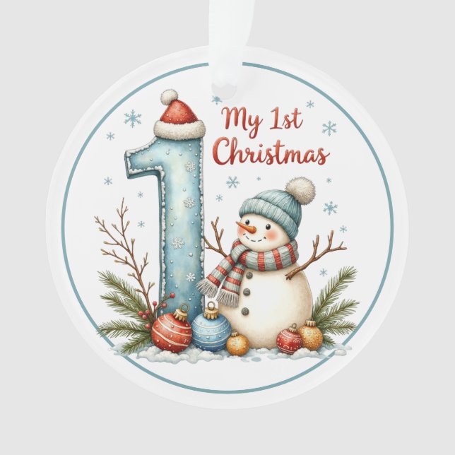 Baby’s First Christmas Ornament – Snowman Keepsake (Vorderseite)