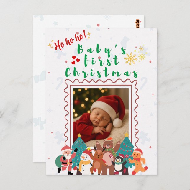 Baby’s First Christmas Personalized  Postkarte (Vorne/Hinten)