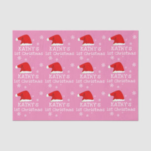 Baby`s First Christmas Pink Weihnachtsmannmütze Sn Seidenpapier