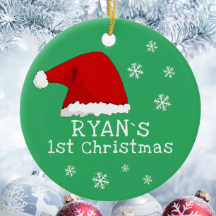 Baby`s First Christmas Red Weihnachtsmannmütze Sno Keramik Ornament