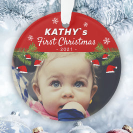 Baby`s First Christmas Weihnachtsmannmütze Pine Fo Ornament