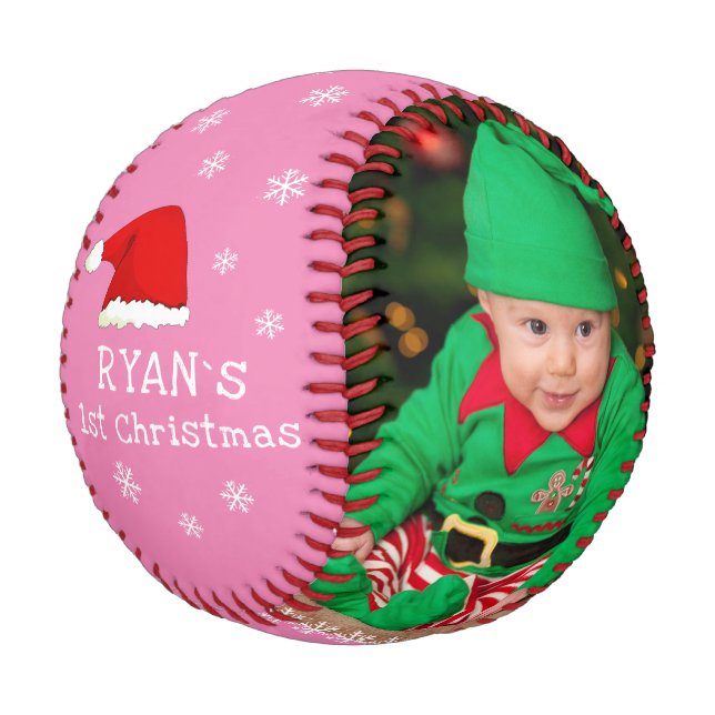 Baby`s First Christmas Weihnachtsmannmütze Snowfla Baseball (Schrägansicht)
