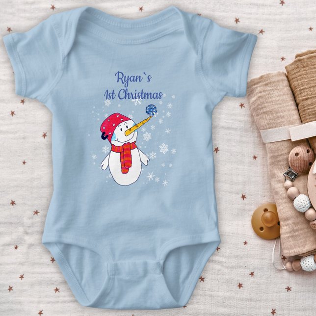 Baby`s I Christmas Niedlich Snowman Snowflake Boy Baby Strampler (Von Creator hochgeladen)
