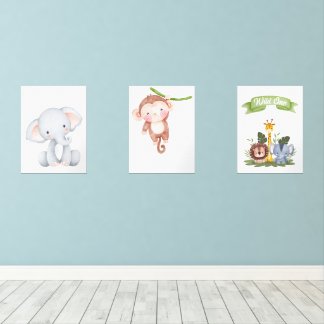 Baby Safari Animal Wall Decor Bilderwand Sets
