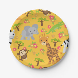 Baby-Safari-Gelb-Pappteller Pappteller