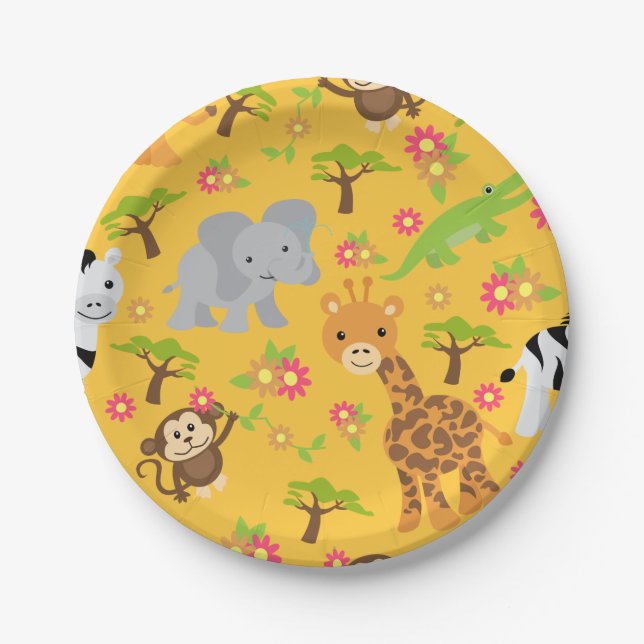 Baby-Safari-Gelb-Pappteller Pappteller (Vorderseite)