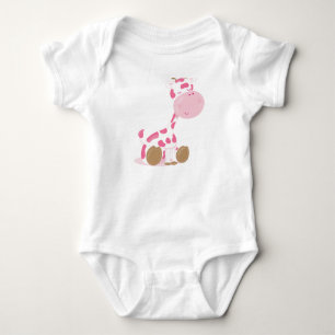 Baby Safari Pink Sleepy Giraffe Kinderzimmer Kunst Strampler