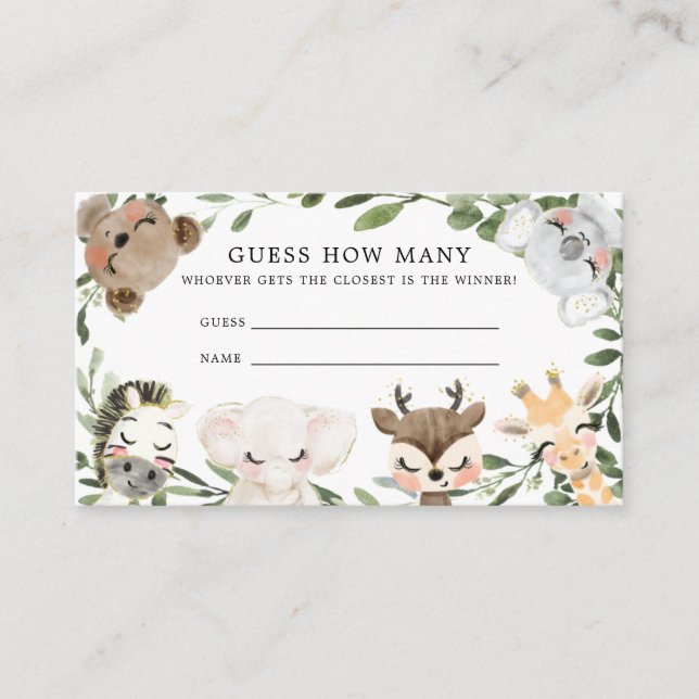 Baby Safari schätzt die Anzahl der Karten (Vorderseite)