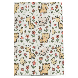 Baby Safari Wildlife mit Doodle-Blume Mittlere Geschenktüte
