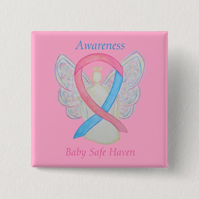 Baby Safe Haven Awareness Angel Ribbon Button (Vorderseite)
