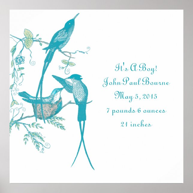 Baby sagt, es ist ein Junge! Neue Baby-Ankündigung Poster (Vorne)