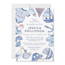 Baby Sailor | Blue Nautical Watercolor Babydusche