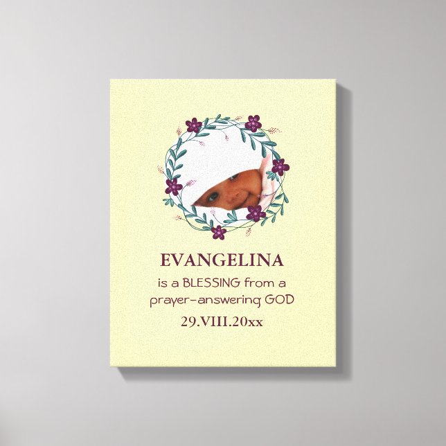 Baby | Samen vom GOT | Kranz | Foto Keepake Leinwanddruck (Vorderseite)