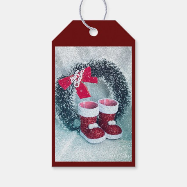 Baby Santa Boots Geschenkanhänger (Vorderseite)