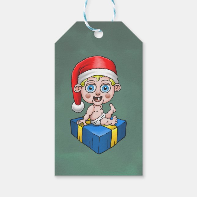 Baby Santa Claus Geschenkanhänger (Vorderseite)