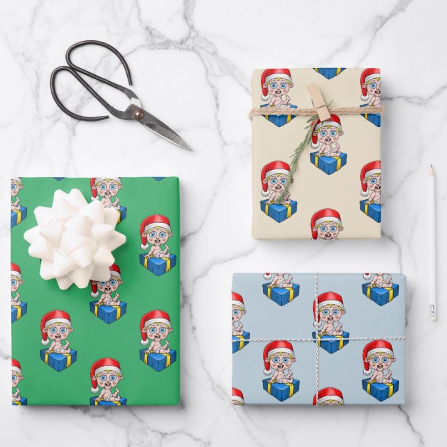 Baby Santa Claus Geschenkpapier Set (Vorderseite)