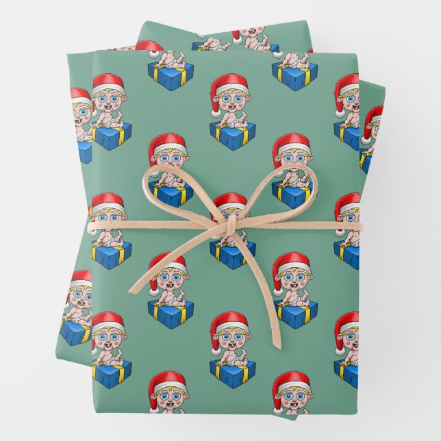 Baby Santa Claus Geschenkpapier Set (Beispiel)