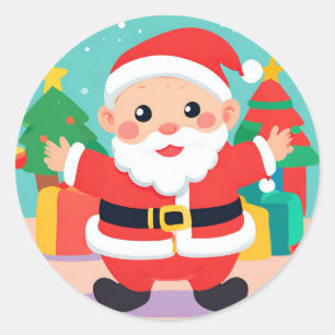 Baby Santa Playful Illustrationsticker Runder Aufkleber