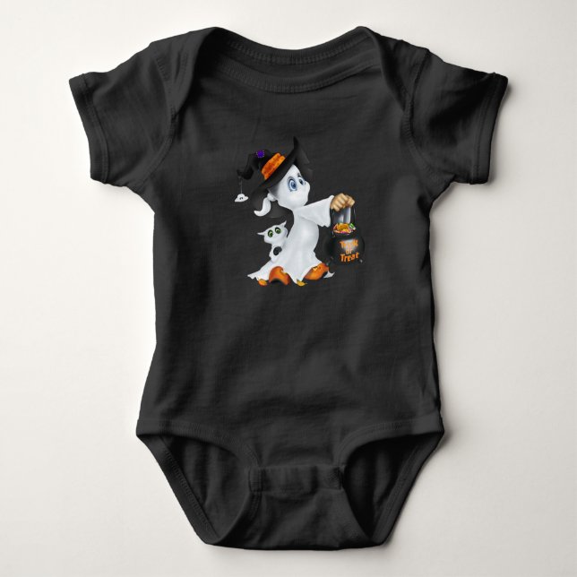 Baby Säugling Bodysuit-Halloween-Geist Strampler (Vorderseite)
