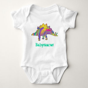 Baby saurus Colorful Rainbow Stegosaurus Dinosauri Baby Strampler