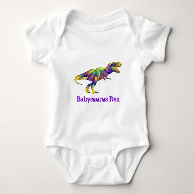 Baby saurus Funny Running T Rex Dinosaur Art Baby Strampler (Vorderseite)