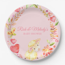 Baby-Schaf/Lamm-Pink und Gelbe Girl-Babydusche