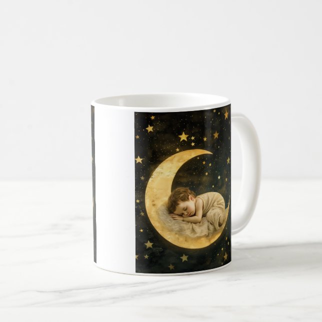 Baby Schlafen auf dem Mond Kaffeetasse (VorderseiteRechts)