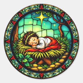 Baby schlafen Jesus Weihnachten Runder Aufkleber