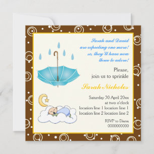 Baby-Schlafjunge sprinket blau-braune Einladung