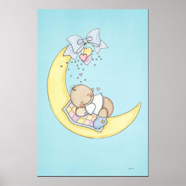Baby schläft auf dem Mond Poster (Vorne)