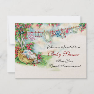 BABY SCHLECHTER, DIE IN BLUMENGARTENER Babydusche  Einladung