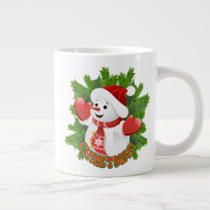 Baby-Schneemann mit Kristall-Schneeflocken-Ornamen Jumbo-Tasse