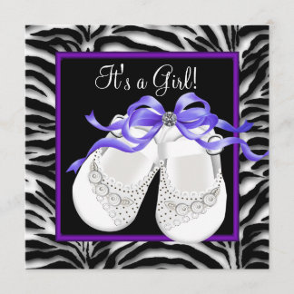 Baby Schuh Violette Zebra Baby Mädchen Dusche Einladung