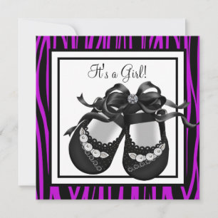 Baby Schühchen Lila Zebra Baby Mädchen Shower Einladung