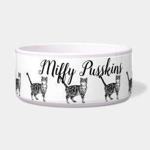Baby Schwarz-weiß Tabby Cats Whimsical Art Napf