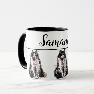 Baby Schwarz-weiß Tuxedo cat Cats Whimsical Art Ta Tasse